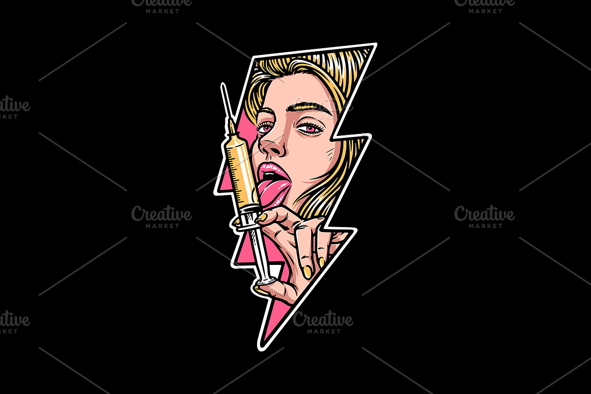beautiful woman is holding an inject, a Person Illustration by gunaonedesign (Photo 1 of 4)