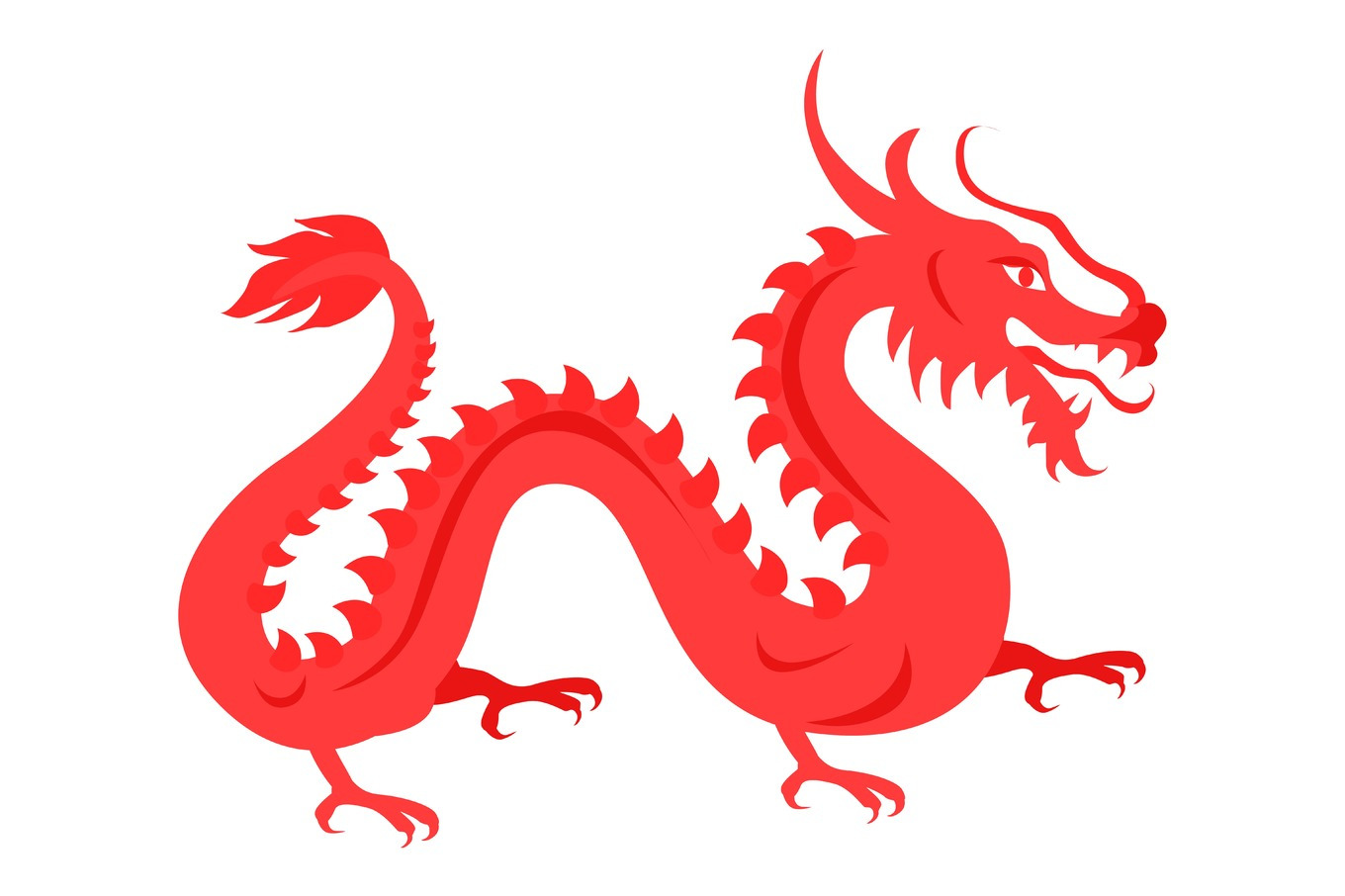 Isolated Red Dragon on White. Chinese Symbol., an Animal Illustration ...