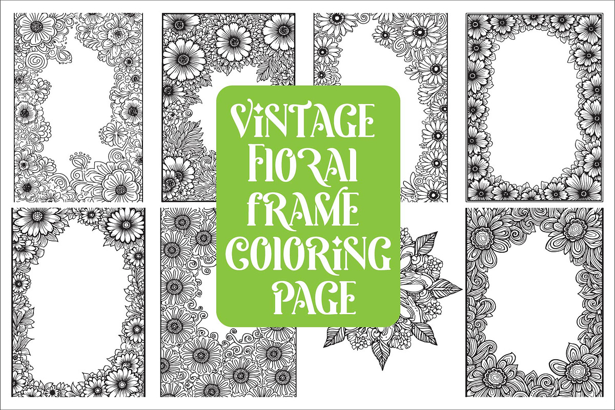 Elegant floral frame coloring page, an Illustration by Amazin_art