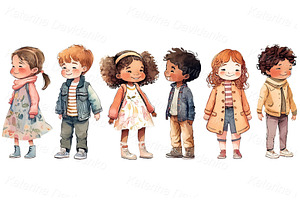 Cartoon Watercolor Kids PNG Clipart