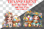 Cute Little Easter Girls Sublimation, a Seasonal Illustration by Craft Nest (Thumbnail 4 of 6)