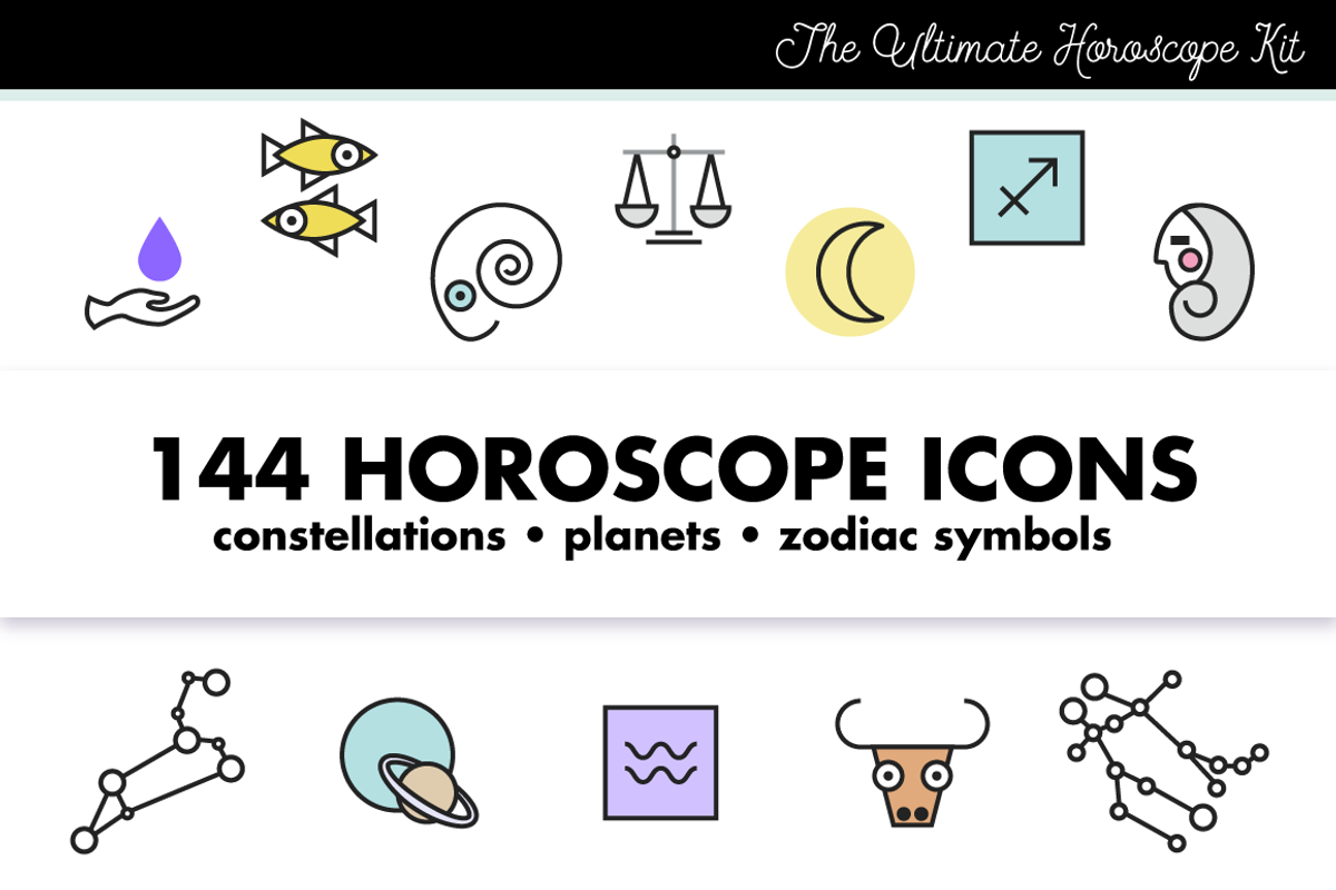 Horoscope Astrology Sign Icons, an Outline Icon by Marmalade Moon (Photo 1 of 7)