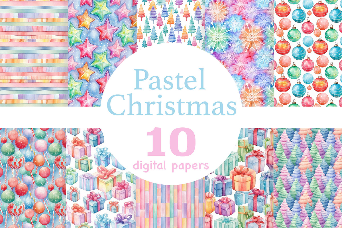 Pastel Christmas Digital Paper, a Pattern Graphic by GlamArtZhanna (Photo 1 of 3)