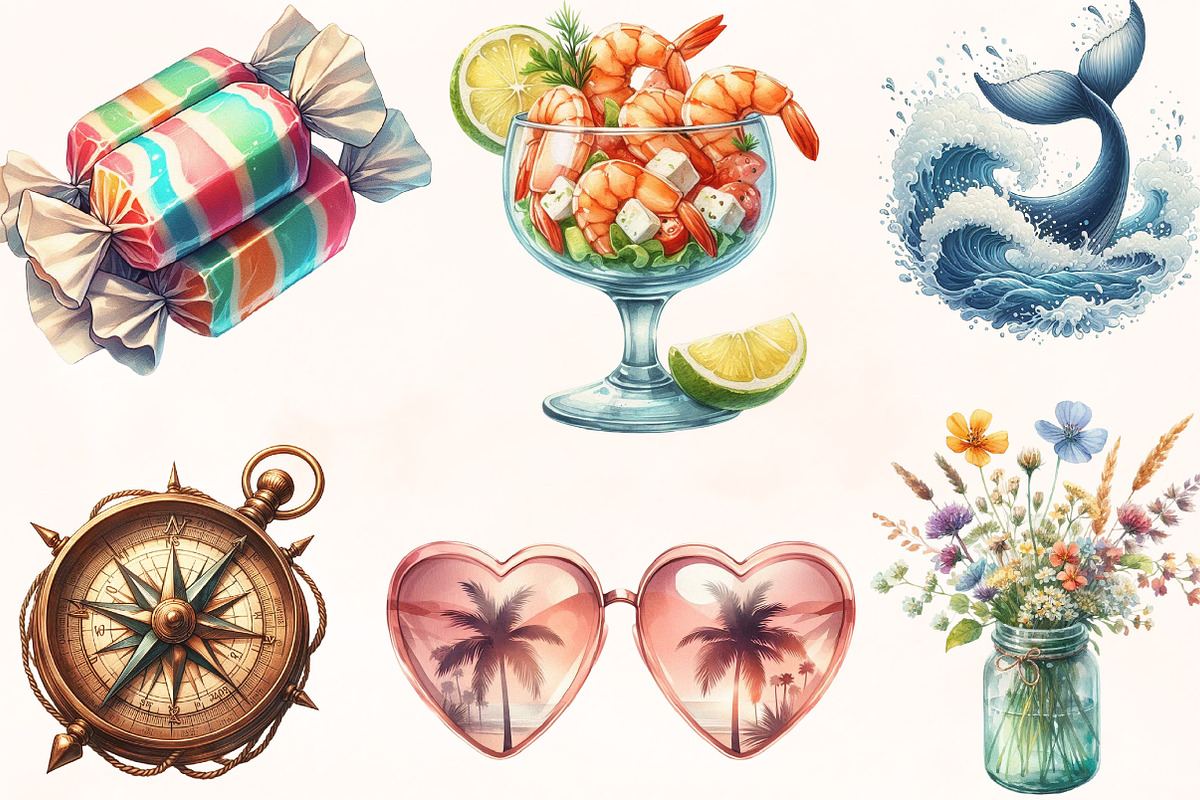 Coastal Summer Clipart PNG, an Illustration by Designking (Photo 3 of 4)