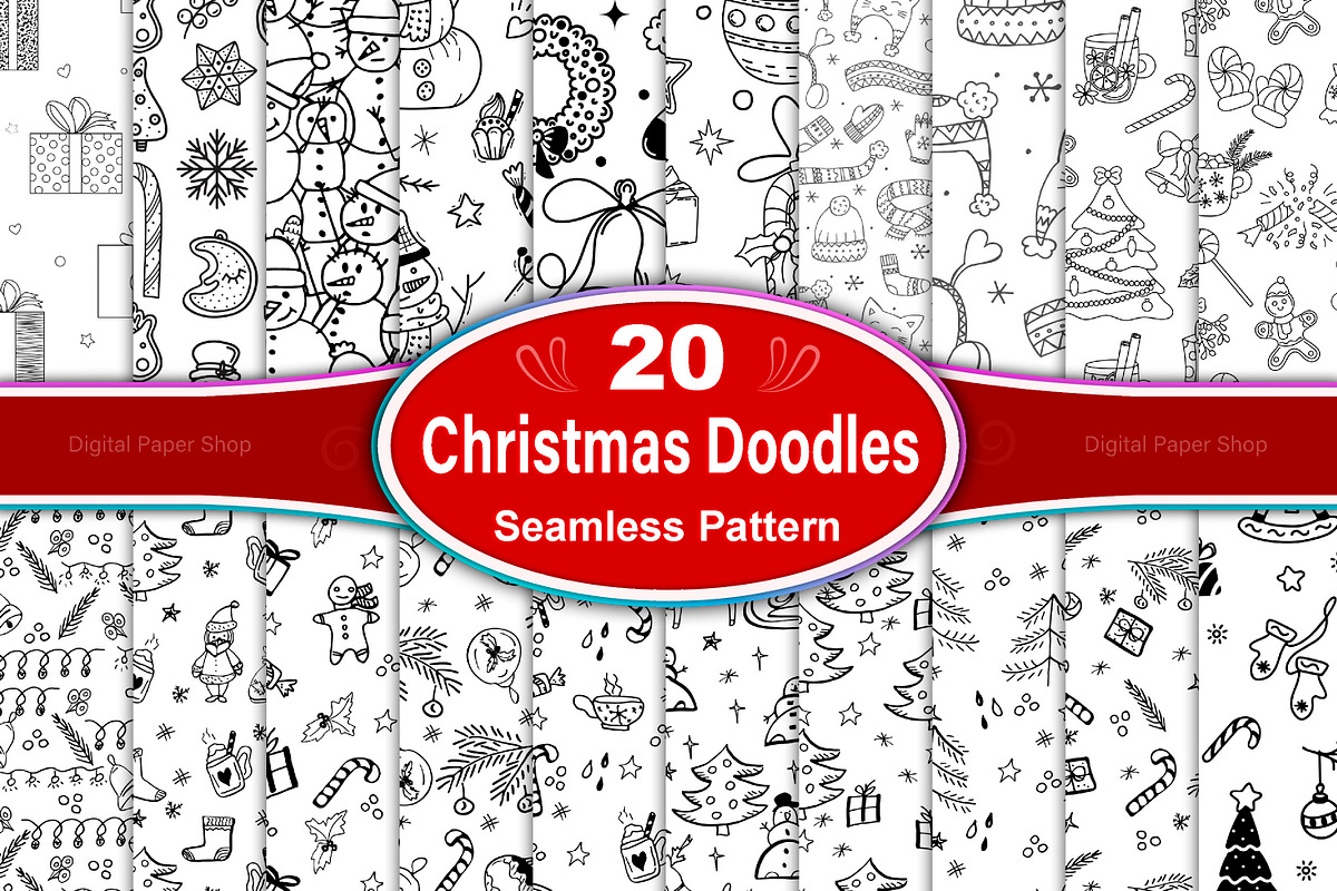 Christmas Doodles Pattern, a Pattern Graphic by Digital Studio (Photo 1 of 5)