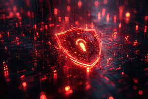 Digital lock symbol illuminated in r, a Photo by Tanuart