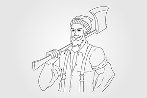 Old Man Holding Ax Illustration