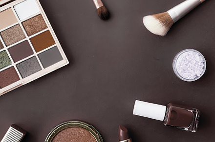 Beauty, make-up and cosmetics flatlay design with copyspace, cos, a Beauty & Fashion Photo by Anneleven