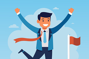Man in suit celebrating, a Person Illustration by SouravDesign