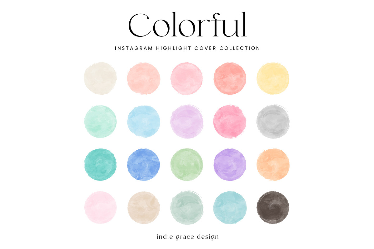 Colorful Instagram Highlight Covers, a Social Media Template by Indie Grace Design (Photo 1 of 2)
