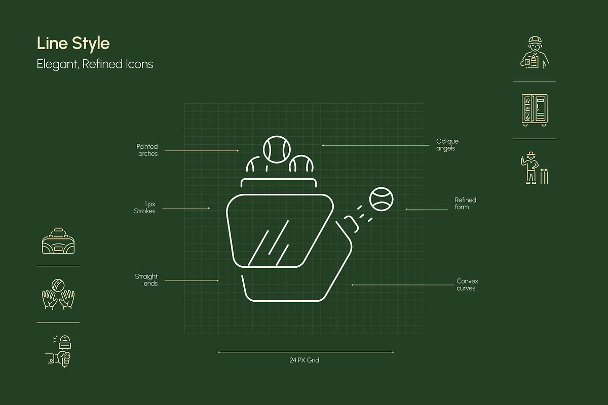Cricket Icon Art Set, an Outline Icon by Prosymbols (Photo 3 of 7)