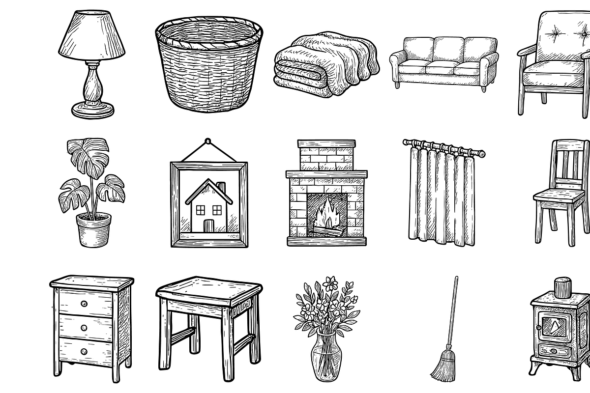 Home Interior Set, an Object Graphic by nikagraphic