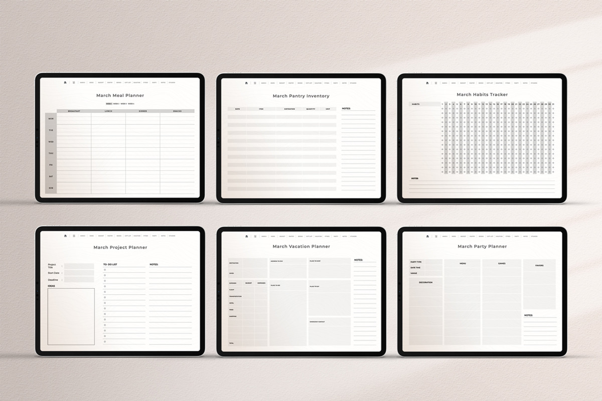 Undated Monthly Digital Planner, a Templates & Theme by Ahsanjaya (Photo 7 of 9)