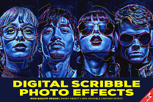Digital Scribble Photo Effects, an Action Add-On by Amorjesu.com