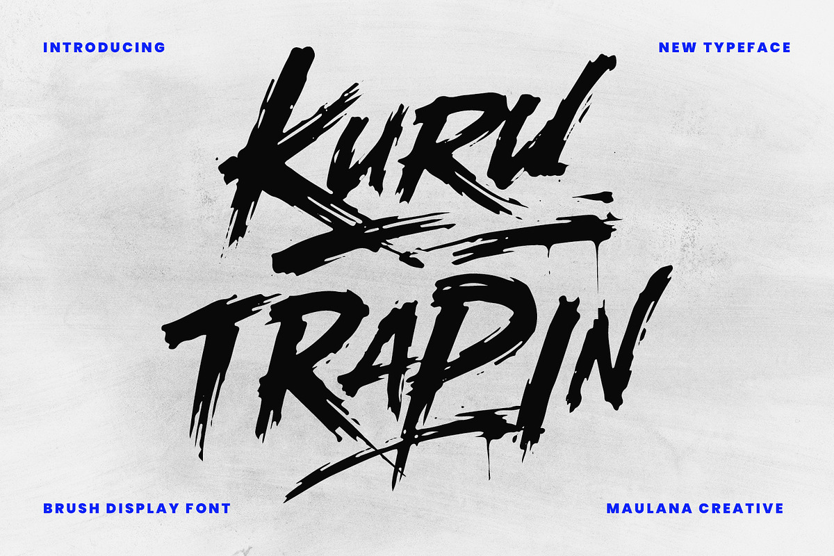 Kuru Trapin Energetic Brush Font, a Handwritten Font by Maulana Creative (Photo 1 of 7)