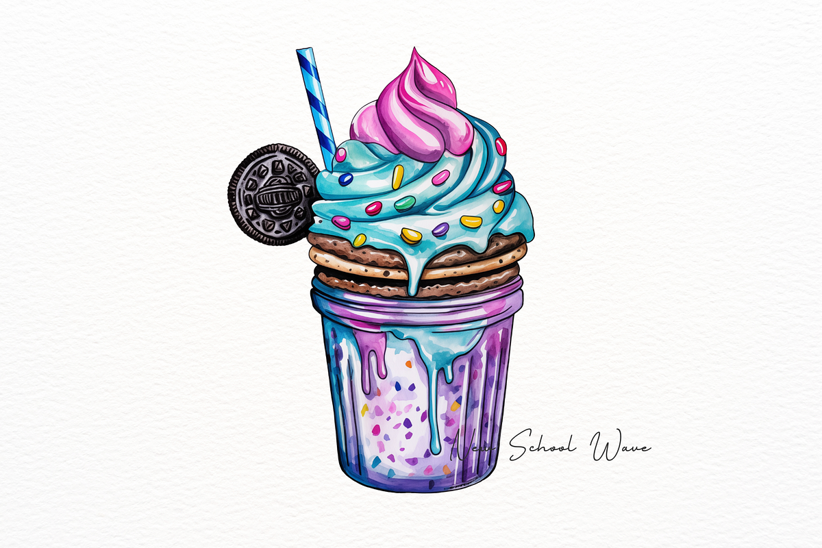 Tasty Milkshake Dessert Watercolor, a Food Illustration by New-School-Wave (Photo 3 of 5)