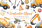Watercolor Construction Clipart PNG, a Transportation Illustration by Mespilia (Thumbnail 1 of 5)