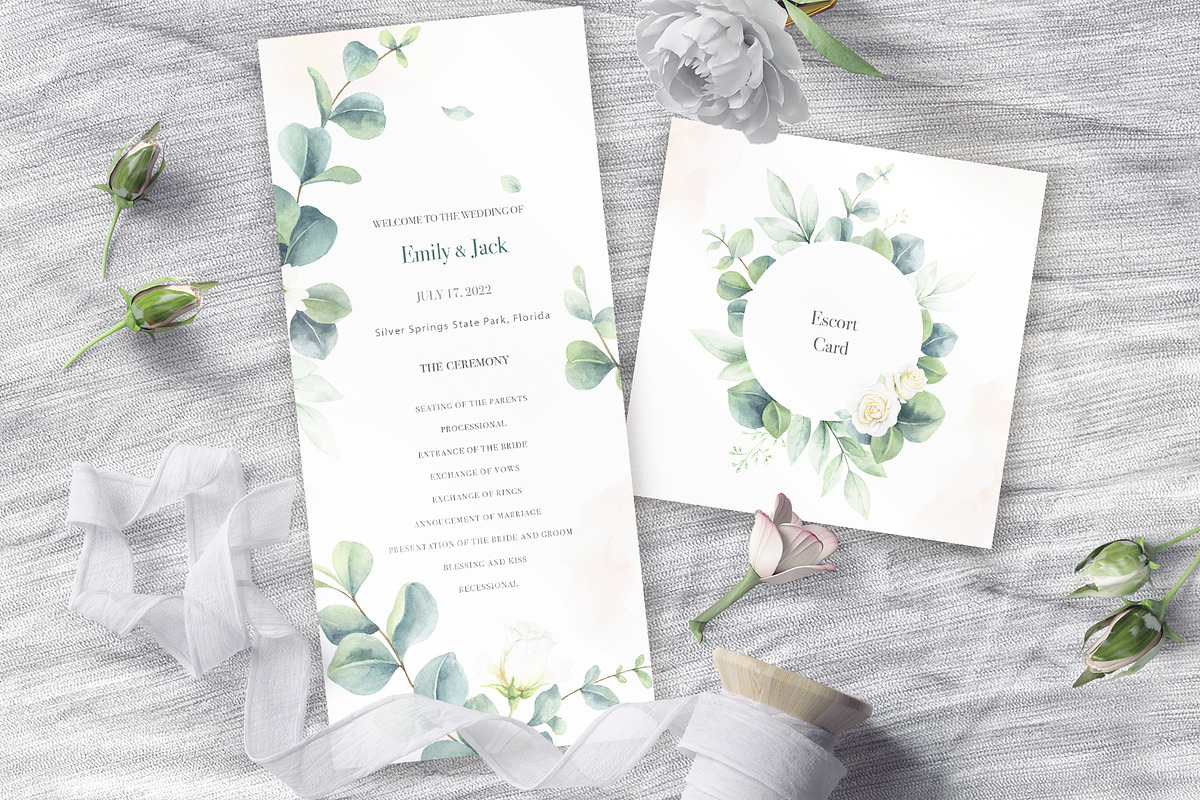 Eucalyptus Wedding Stationary, an Illustration by Elena Medvedeva (Photo 7 of 8)