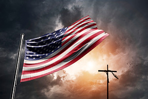 United States flag with a cross