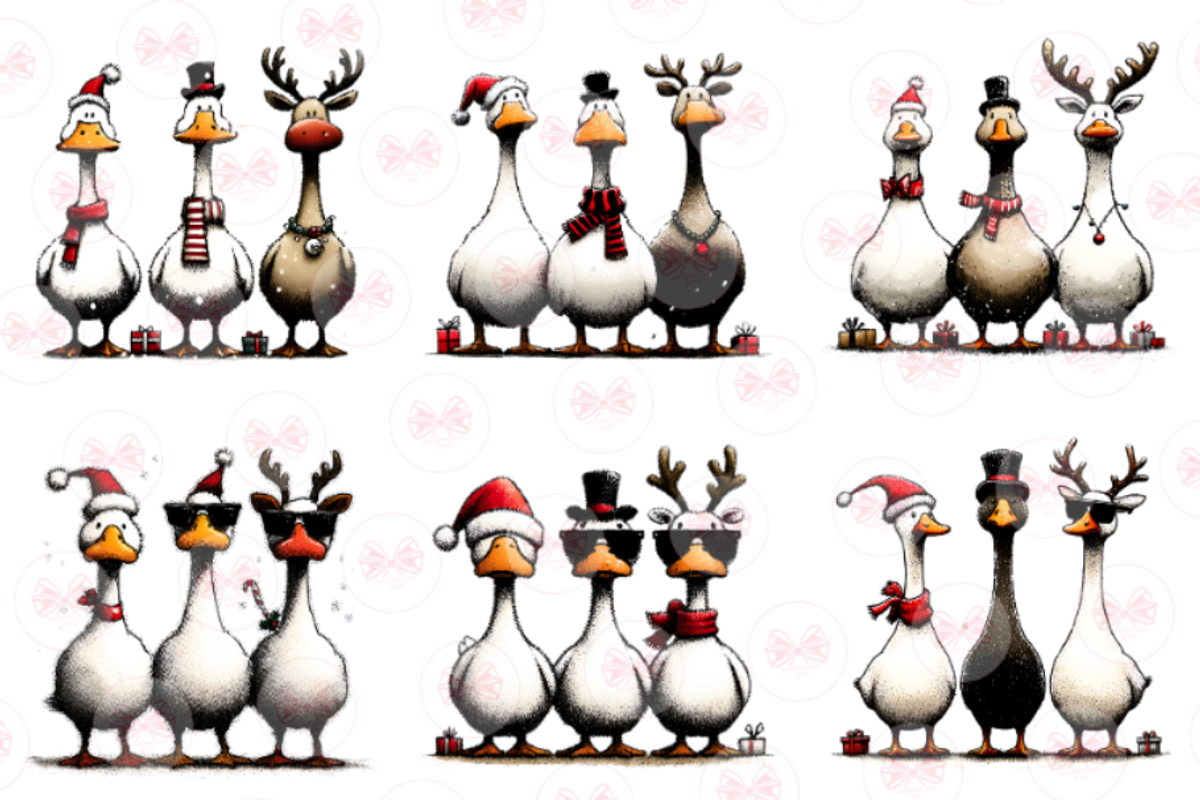 Christmas Geese Clipart, an Illustration by Markicha Art (Photo 3 of 6)