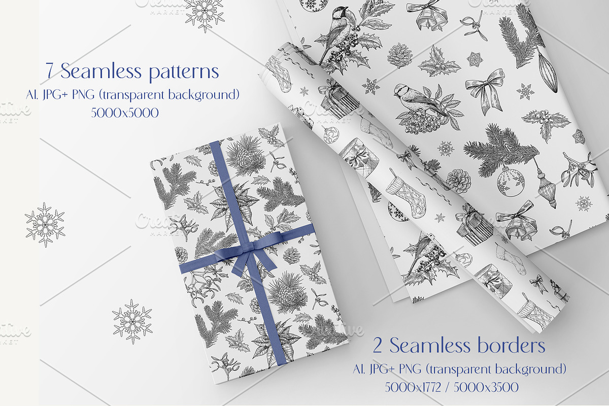 Christmas set hand drawn vector, a Decorative Illustration by ON_lineart_store (Photo 8 of 10)