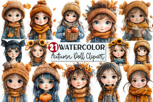 Bewitching Autumn Doll Clipart, an Illustration by Rose Art