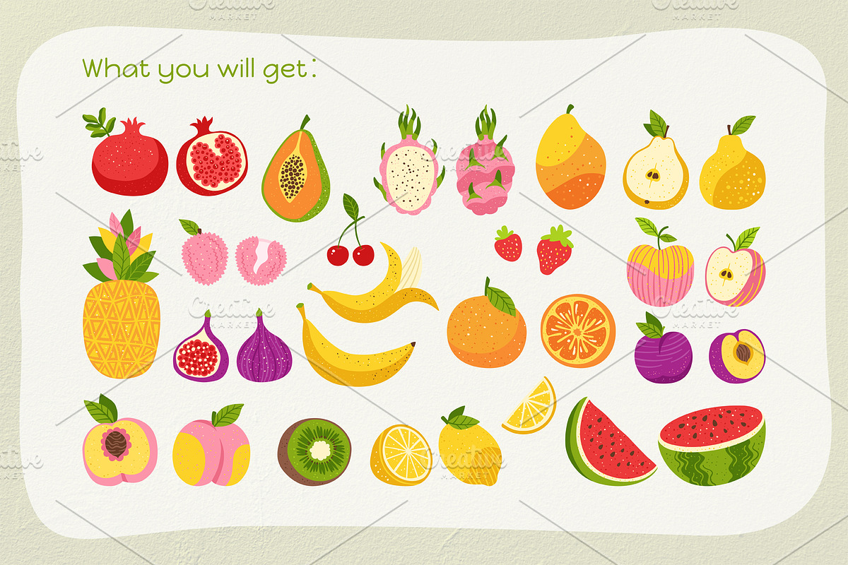 Fruits berries hand drawn vector set, a Food Illustration by Neliakott ♥ (Photo 3 of 11)