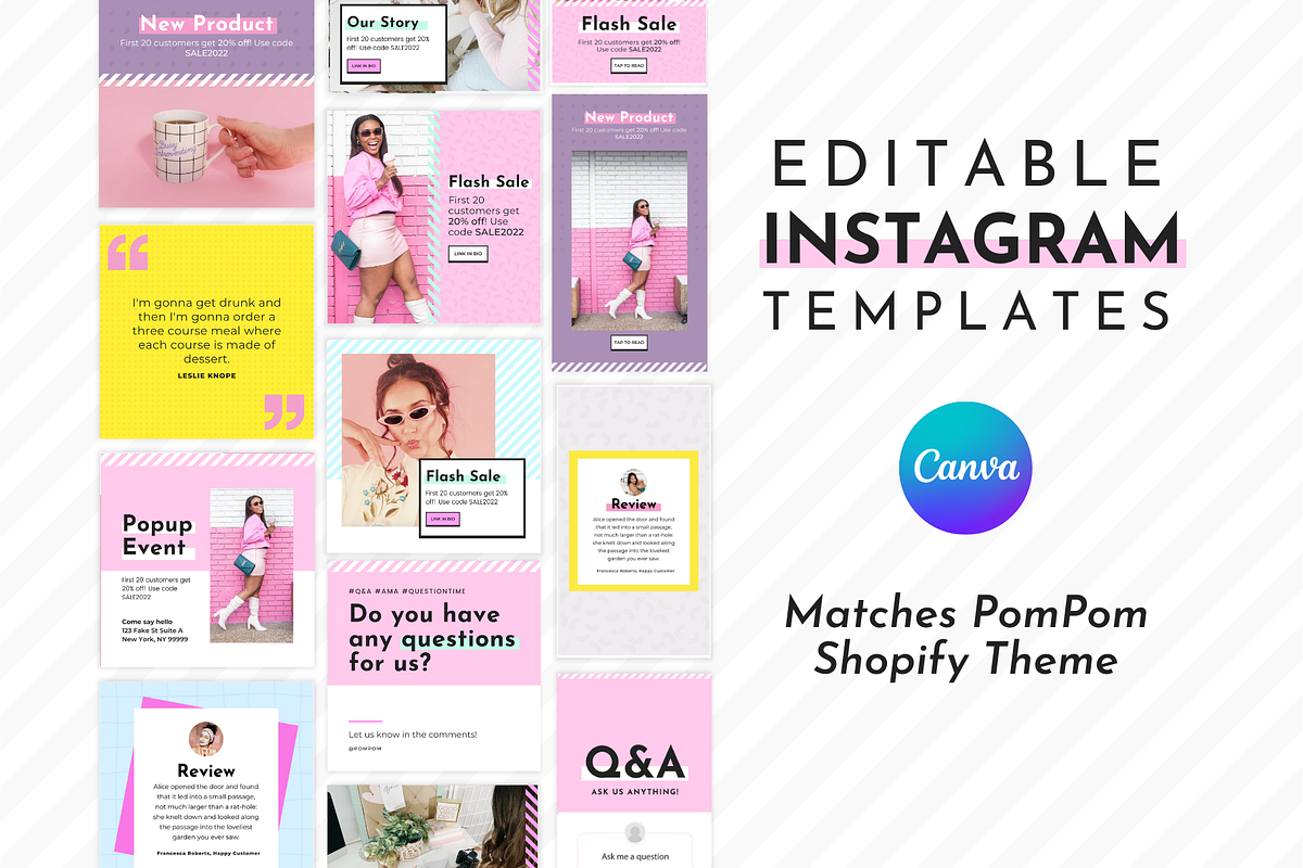 Instagram Template Pink Canva Set, a Social Media Template by ltsdesigns (Photo 1 of 4)