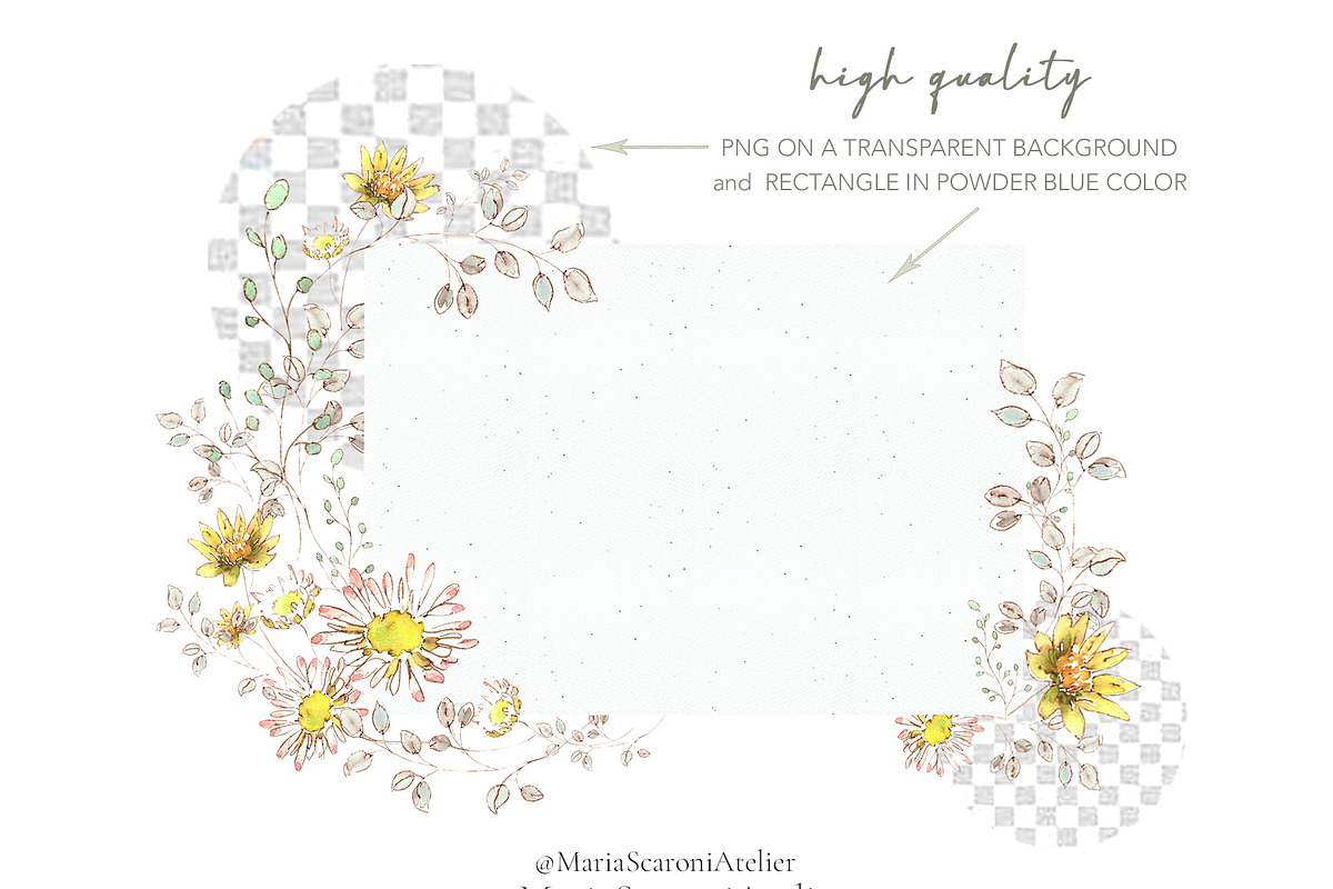 Romantic Watercolor Floral Frames, a Decorative Illustration by MariaScaroniAtelier (Photo 5 of 14)