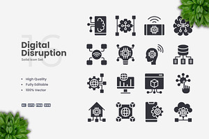 Digital Disruption Solid Icons