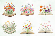 Vintage Flowers With Book Clipart, an Illustration by Creative Art (Thumbnail 5 of 9)
