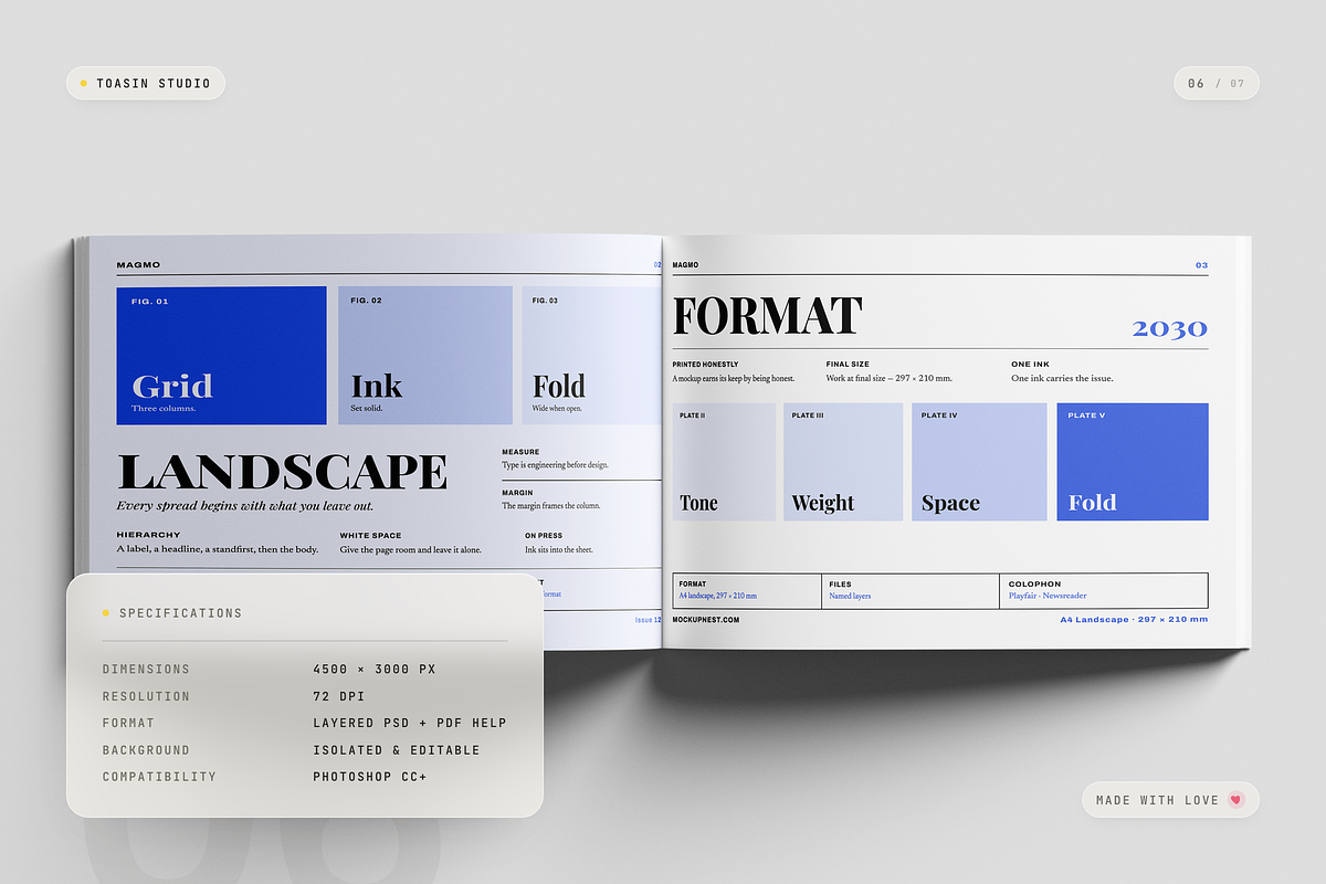 A4 Landscape Magazine Mockup, a Books & Magazine Mockup by Toasin Studio (Photo 6 of 7)