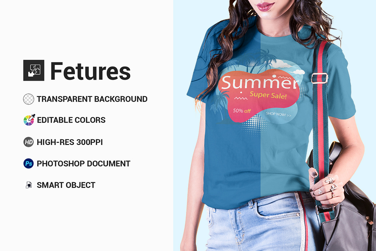 Female t-shirt Mockup-V-2-007, a Shirt Mockup by designvillage (Photo 3 of 6)