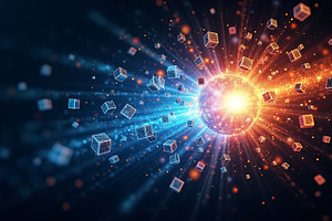 Abstract data explosion with cubes, a Technology Photo by Artonix