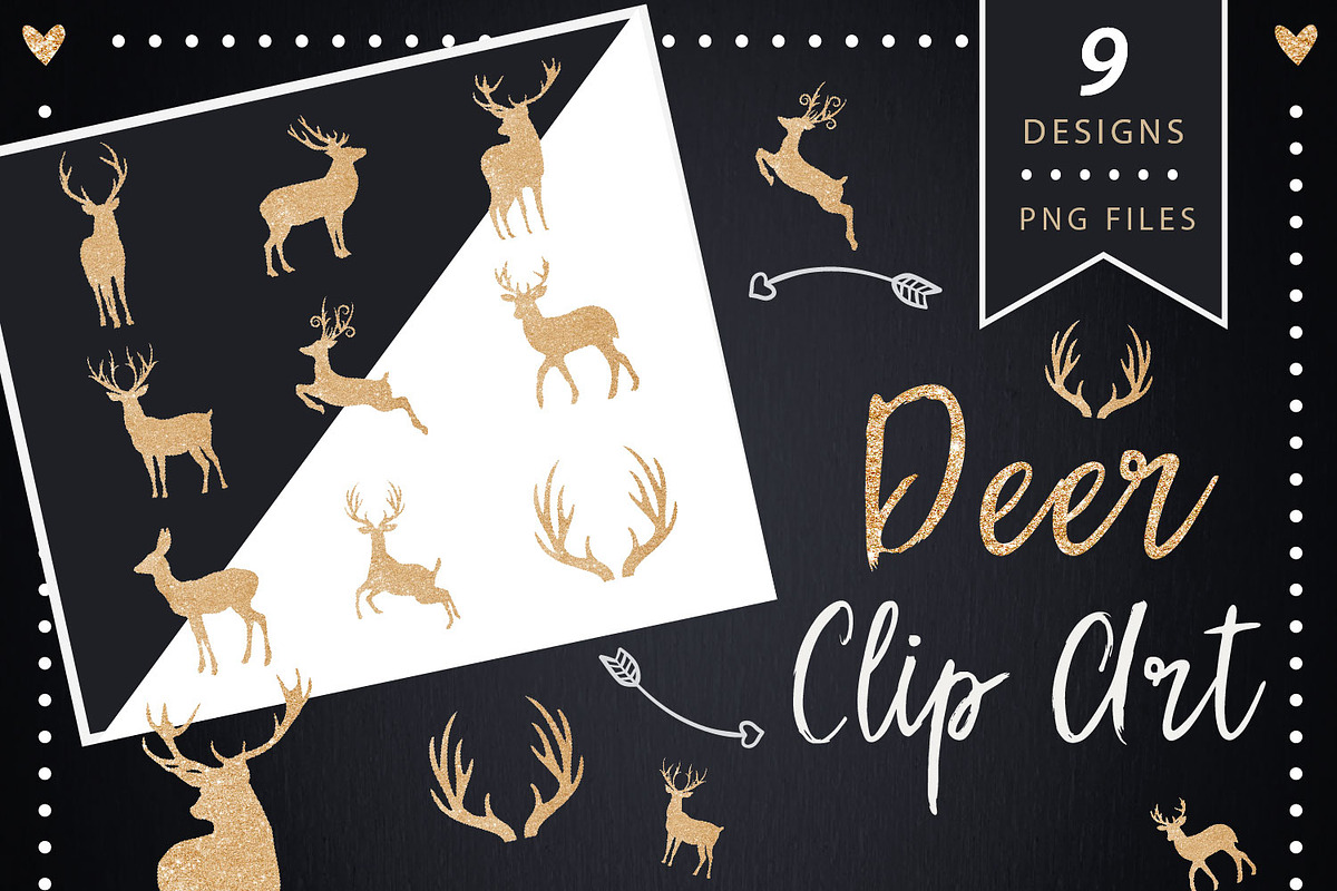 Deer Clip art, Glitter Silhouettes, a Graphic by ConfettiBears (Photo 1 of 5)