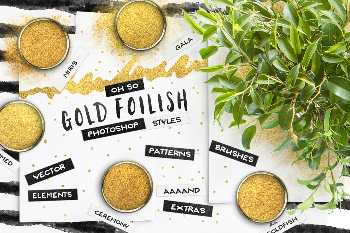 80 Gold Foil Styles + EXTRAS!, a Layer Style Add-On by Pink Coffie (Photo 1 of 5)