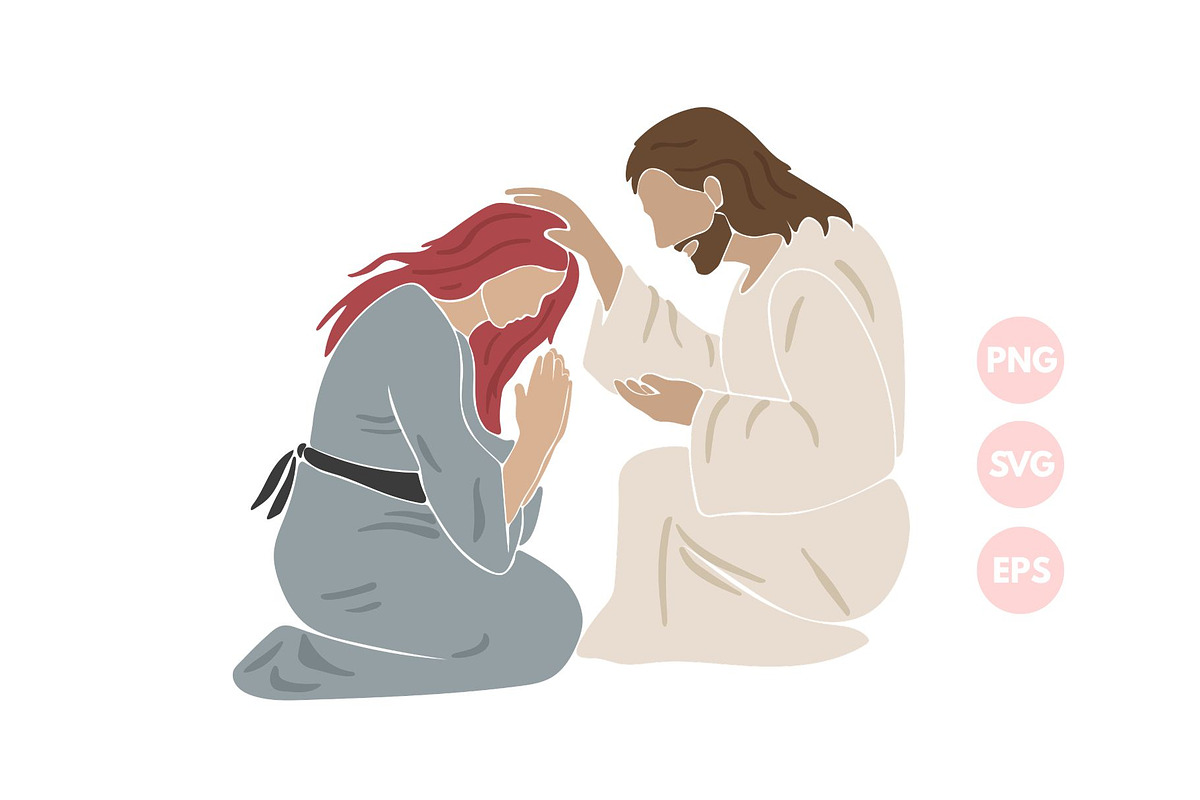 Jesus and Girl Christian Illustratio, a Person Illustration by ⋒DesignECShop⋒ (Photo 1 of 3)