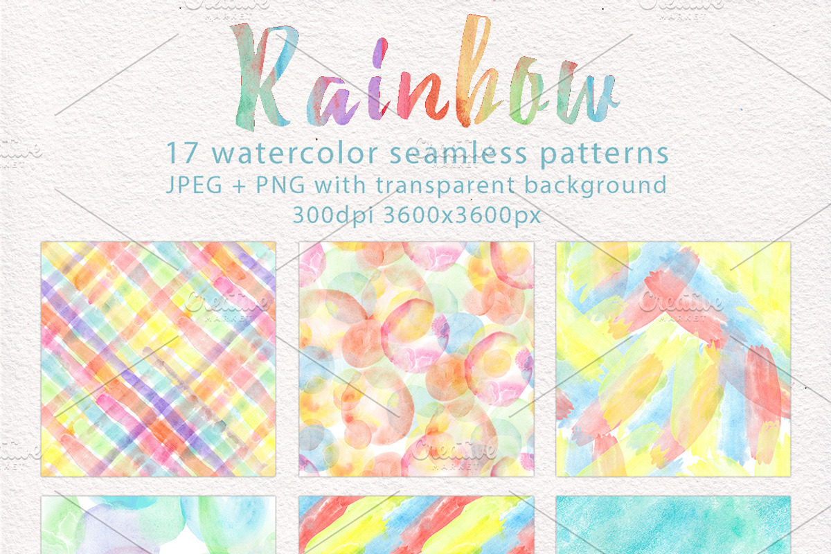 Rainbow watercolor seamless pattern, a Pattern Graphic by antuanetto (Photo 2 of 9)