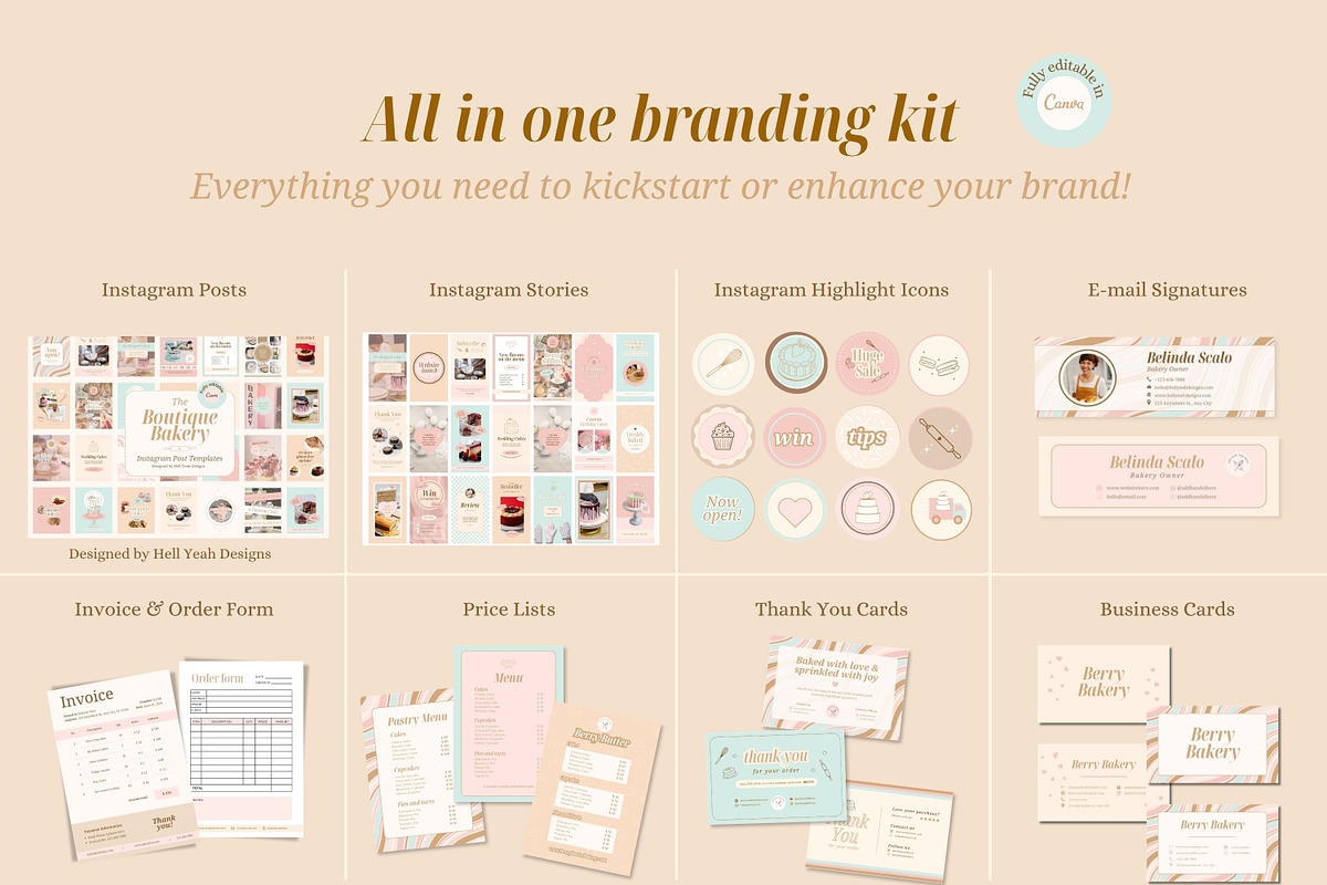 Boutique Bakery Branding Starter Kit, a Branding & Logo Template by Hell Yeah Designs (Photo 8 of 19)