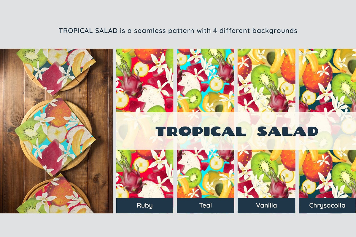 Tropical Fruit Clipart & Patterns, a Decorative Illustration by StudioLapis (Photo 4 of 6)