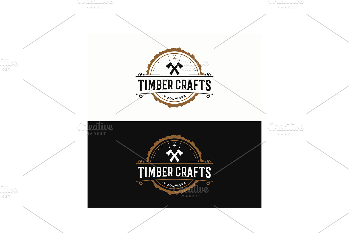 Retro vintage wood Logo design., a Branding & Logo Template by LOGOCREATIVE