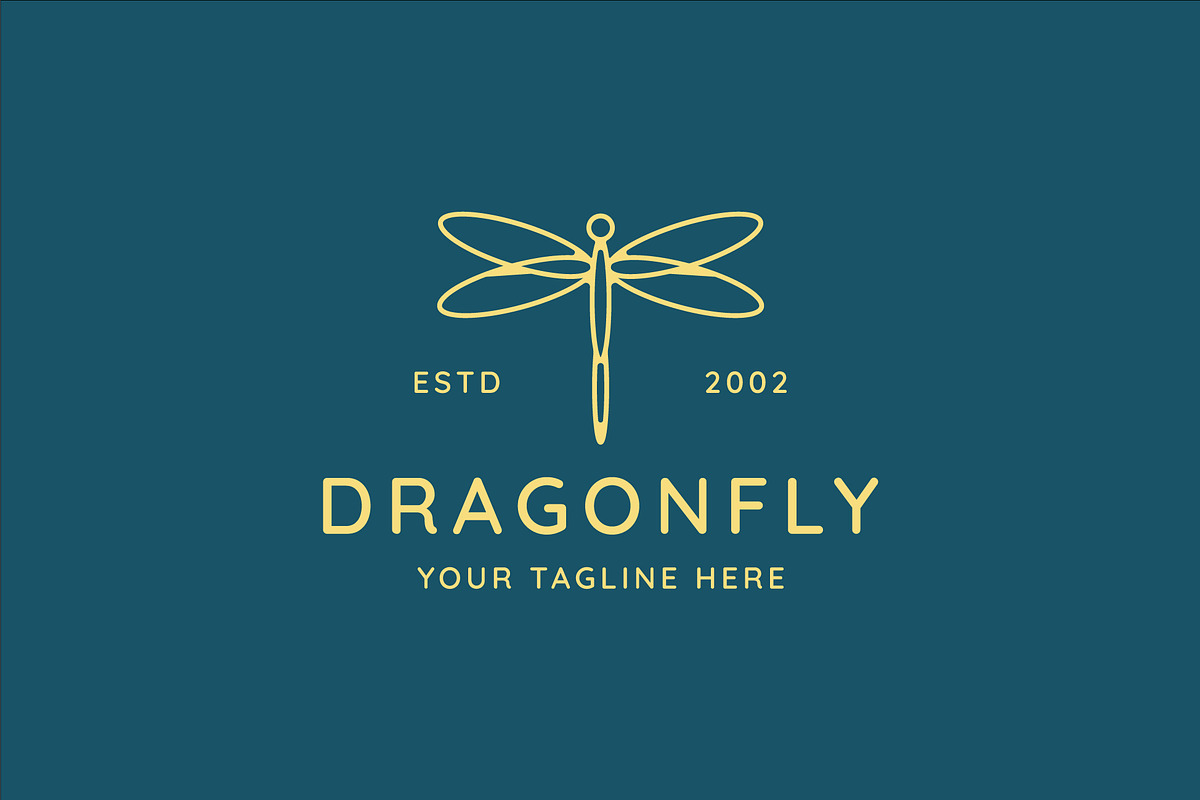 dragonfly logo line art simple, a Branding & Logo Template by zyxroun shop