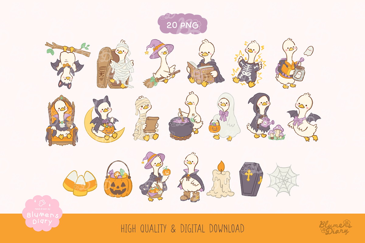Haunted Halloween Goose Clipart, an Animal Illustration by Blumensdiary (Photo 2 of 6)