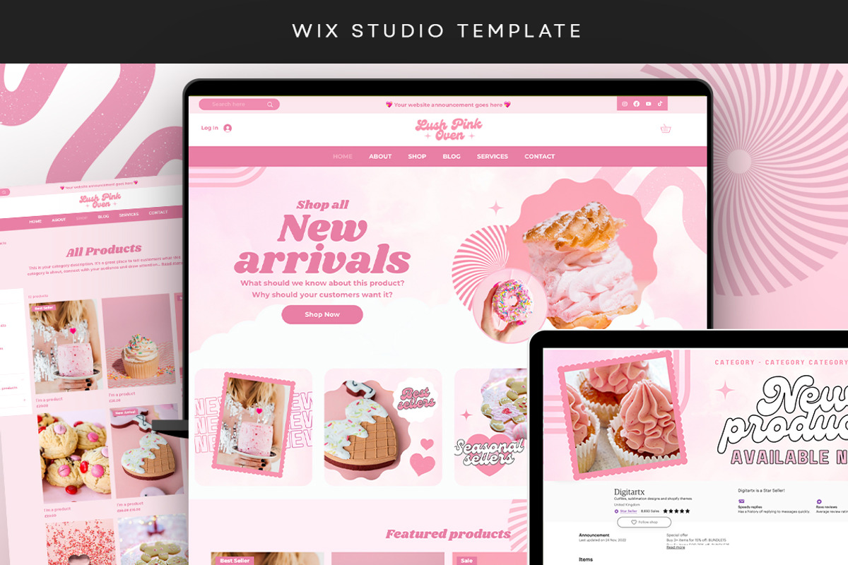 Pink Bakery Wix Website Template, a Wix Template by Template Twist Shop (Photo 1 of 10)