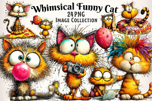 Whimsical Funny Cat Clipart Png, an Illustration by Dream Creation