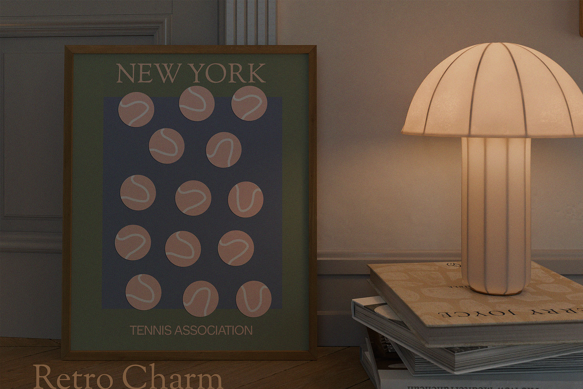Handmade Tennis & Retro Sport Prints, a Background Graphic by Laras Wonderland (Photo 8 of 8)