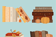 Cozy Autumn Books Vector Clipart Set, a Seasonal Illustration by uStickery (Thumbnail 1 of 8)