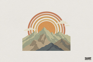 Mountain Sunset PNG, Retro, an Illustration by SharpMarketplace