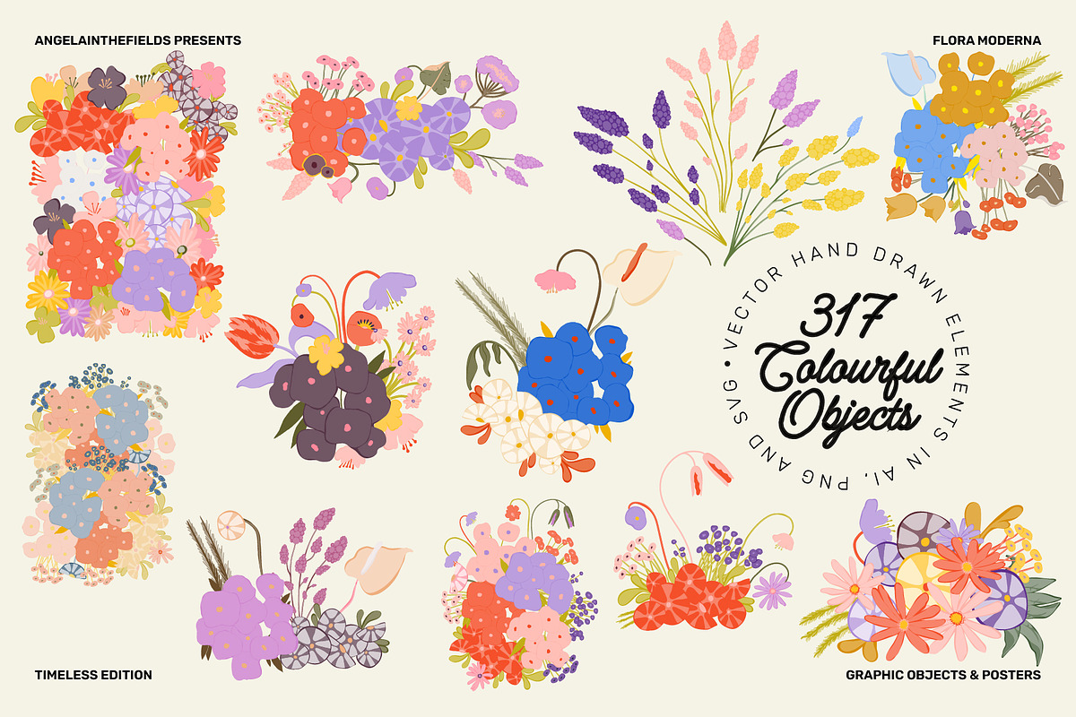300+ Flora Moderna Vector Clipart, a Decorative Illustration by angelainthefields (Photo 9 of 23)
