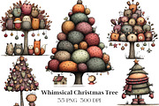 Whimsical Christmas Tree Clipart, an Illustration by CraftArtStudio (Thumbnail 1 of 6)